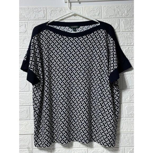 LIKE NEW - Ralph Lauren Black & White Womens Geometric Pattern Tunic Women's XL - Picture 1 of 5